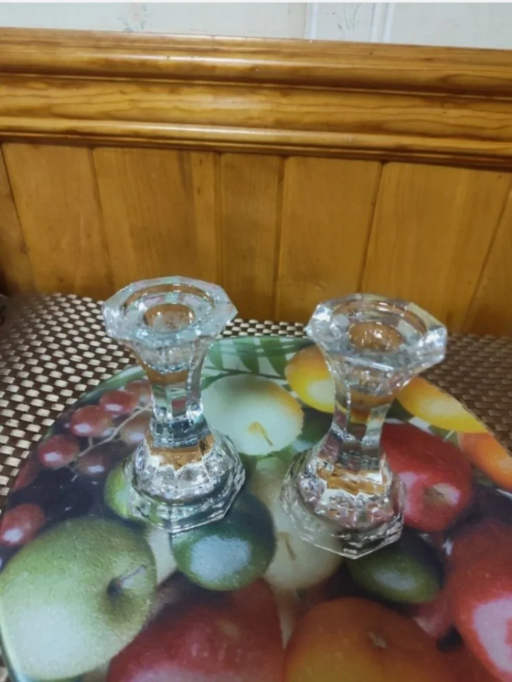 Lot of 2 Clear Lead Crystal Candle Holder Genuine Made in Japan Hx2